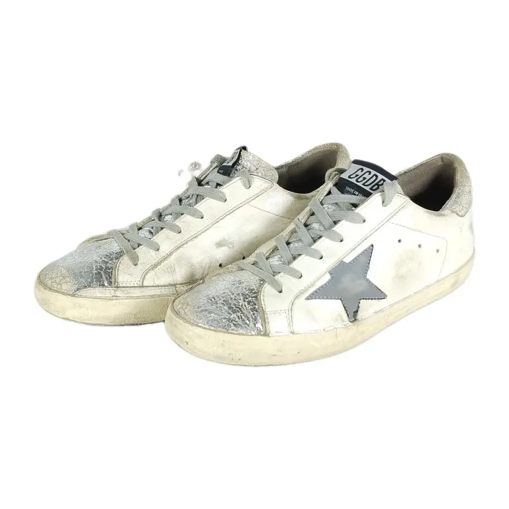 Golden Goose Super-Star Women's US7,5 EU38 Leather White Silver Glitter Sneakers